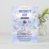 Space Astronaut 6th Birthday Outer Space Galaxy  Kaart (Staand voorkant)