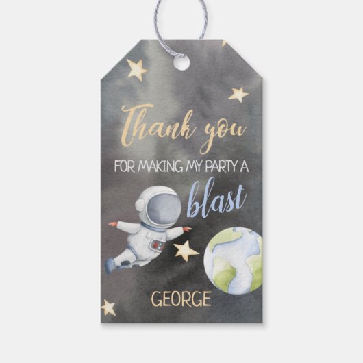 Space Astronaut Birthday Dank u Label Cadeaulabel (Voorkant)