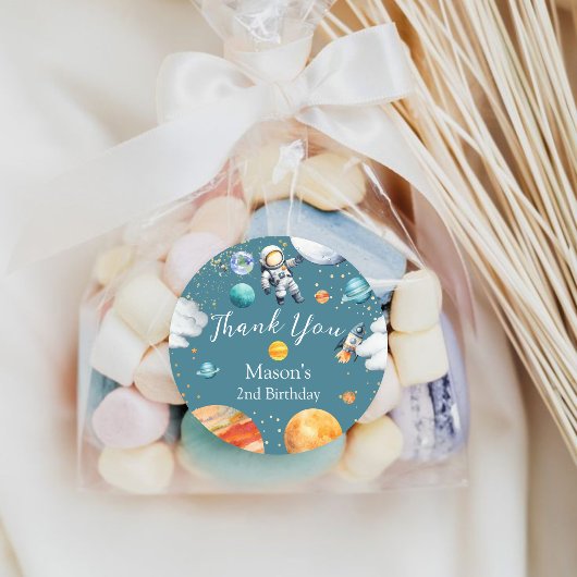 Space Astronaut Birthday Thank You Sticker