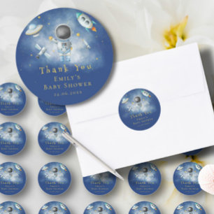 Space Astronaut Boy-raketten met sterren Baby show Ronde Sticker