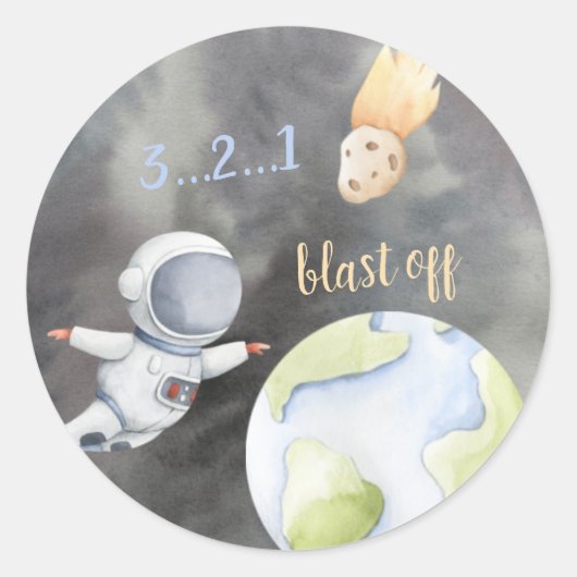 Space Astronaut Cupcake Topper Classic Round Stick Ronde Sticker (Voorkant)