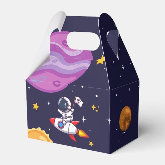 Space Astronaut Elke leeftijd Verjaardagsfeestje F Bedankdoosjes (Achterkant)