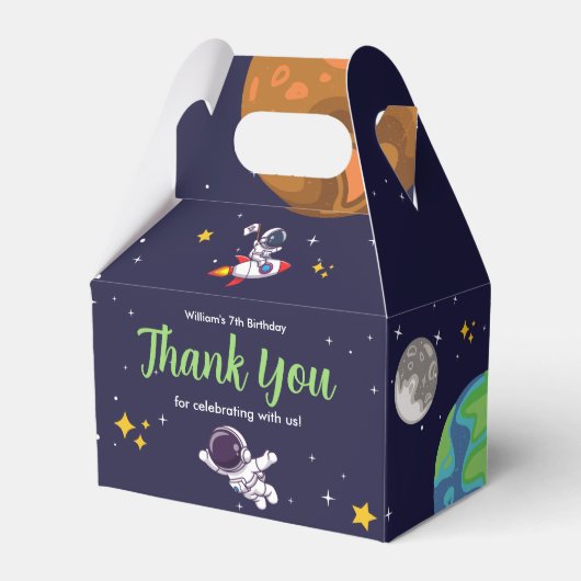 Space Astronaut Elke leeftijd Verjaardagsfeestje F Bedankdoosjes (Voorkant Zijde)
