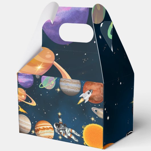 Space Astronaut First Birthday Party Bedankdoosjes (Achterkant)