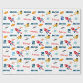 Space Astronaut First Birthday Party Cadeaupapier (Vlak)