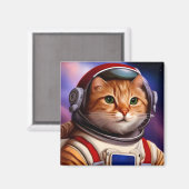 Space Astronaut Ginger Cat illustratie Magneet (Voorkant / Achterkant)