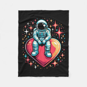Space Astronaut Heart Lloon Valentijnsdag Valent Fleece Deken