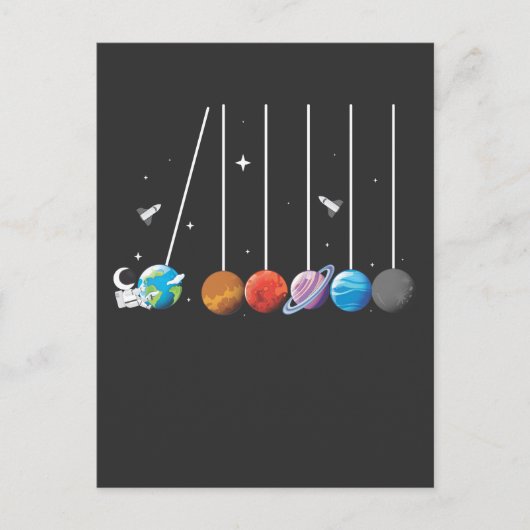 Space Astronaut Pendulum Cradle Rocket Sun System Briefkaart (Voorkant)