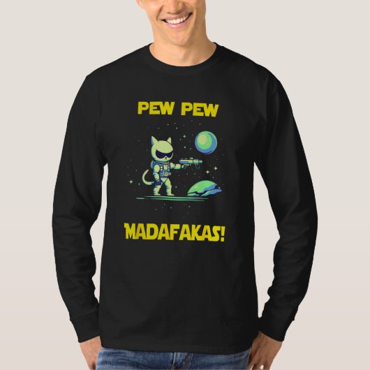 Space Astronaut Pew Madafakas Manx Cat T-shirt (Voorkant)