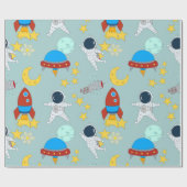 Space Astronaut Planet Cadeaupapier (Vlak)