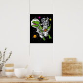 Space Astronaut Riding T-Rex Dinosaur Poster (Keuken)
