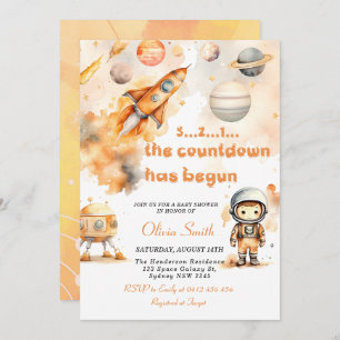 Space Astronaut Rocket Planets Boy Baby shower Kaart