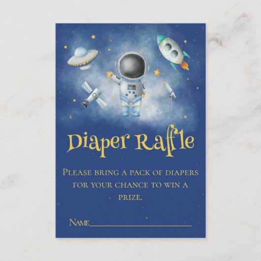 Space Astronaut Rockets Diaper Raffle Baby shower Informatiekaartje (Voorkant)