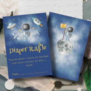 Space Astronaut Rockets Diaper Raffle Baby shower Informatiekaartje