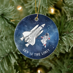 Space Astronaut Ruimteschip Astronomie Club Kerst Keramisch Ornament