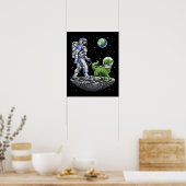 Space Astronaut Walking Alien Hond Poster (Keuken)