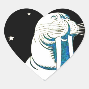 Space Astronaut Walrus Hart Sticker