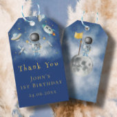 Space baby Astronaut Boy raketten blauwe sterren Cadeaulabel