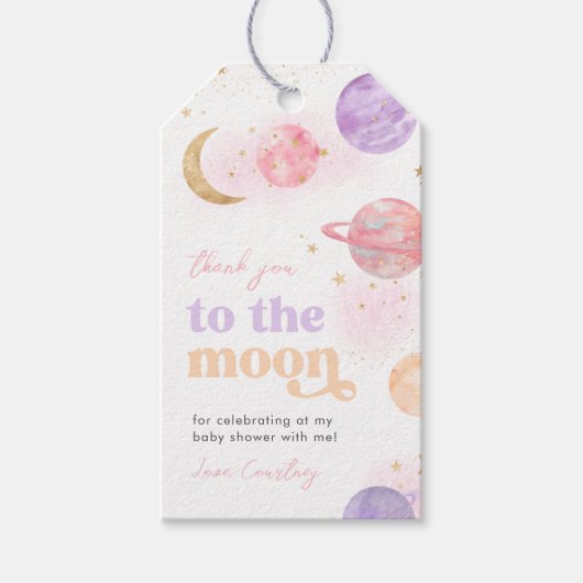 Space Baby shower Gift Labels Cadeaulabel (Voorkant)