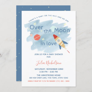 Space Baby shower Over the Moon Kaart