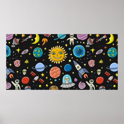 Space Background. Planets of the solar system. Roc Poster (Voorkant)