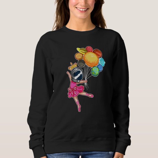 Space Ballerina Astronaut Ballet Dancer Planets Trui (Voorkant)