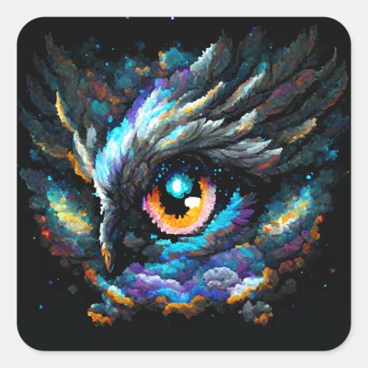 Space Bird Vierkante Sticker (Voorkant)