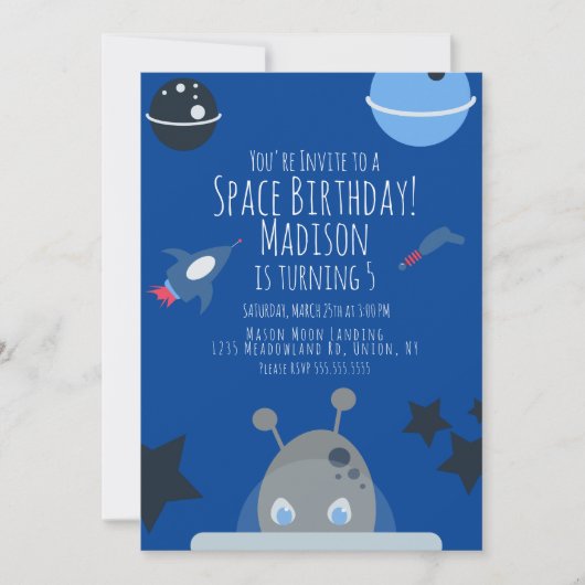 Space Birthday Alien Threaditation Kaart (Voorkant)