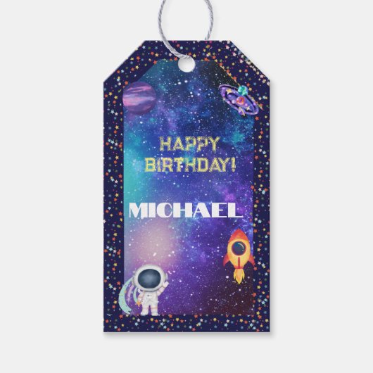 Space Birthday Cadeaulabel (Voorkant)