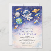 Space Birthday Galaxy Boy Invitation (Devant)