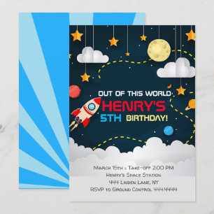 Space Birthday Invitation Buitenruimte Kaart