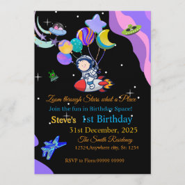 Space Birthday Invitation Card | Any Kid's Age Kaart