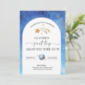 Space Birthday Invitation | Eerste reisdag Kaart (Staand voorkant)