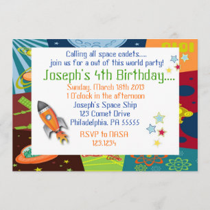 Space Birthday Invitation Kaart