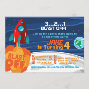 Space Birthday Invitation Kaart