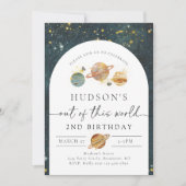 Space Birthday Invitation | Ruimtevaart Kaart (Voorkant)