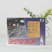 Space Birthday Party Kaart (Staand voorkant)