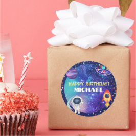 Space Birthday Ronde Sticker