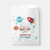 Space Blast Off 1e verjaardag Bedankzakje (Voorkant)