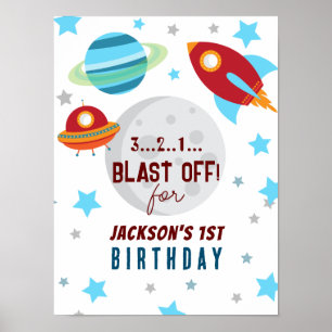 Space Blast Off 1e verjaardag Poster