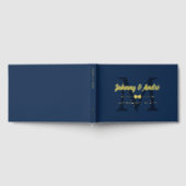 Space Blue Gold Bowtie Monogram Gay Wedding Gastenboek (Volledig)