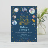 'Space Blue Gold' uit deze werelddag Kaart (Staand voorkant)