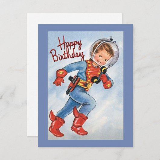 Space Boy Birthday Holiday Kaart (Voorkant / Achterkant)