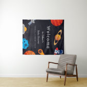 Space Boy Planets Schattige Astronaut Baby shower Wandkleed (In Situ (horizontaal))