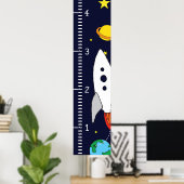 Space Boys Mannelijke Groeigrafiek Liniaal Mijn Gr Poster (Thuiskantoor)