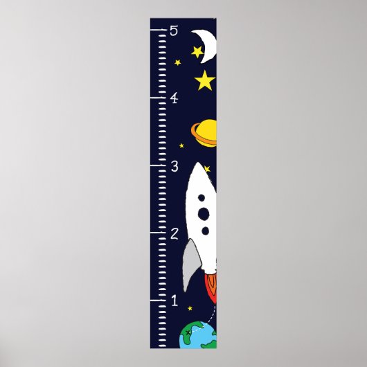 Space Boys Mannelijke Groeigrafiek Liniaal Mijn Gr Poster (Voorkant)