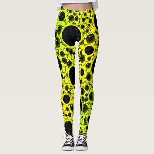 Space Bubble Spots - Geel/Lime Leggings (Voorkant)