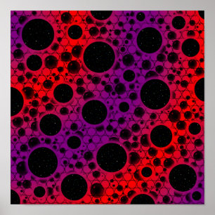 Space Bubble Spots - Paars/Rood Poster