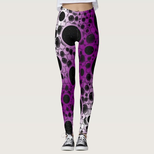 Space Bubble Spots - Wit/Paars Leggings (Voorkant)