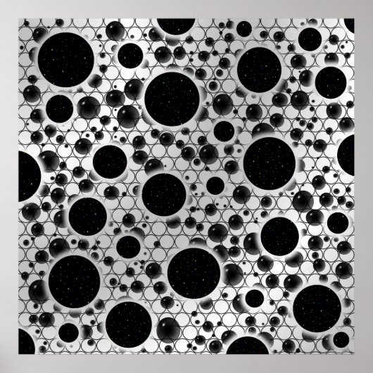 Space Bubble Spots - Wit/Zilver Poster (Voorkant)